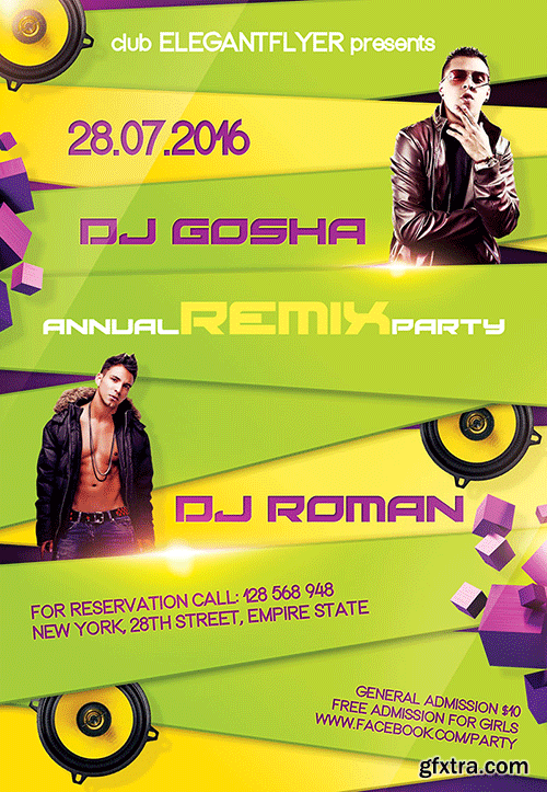 Annual Remix party Flyer PSD Template + Facebook Cover