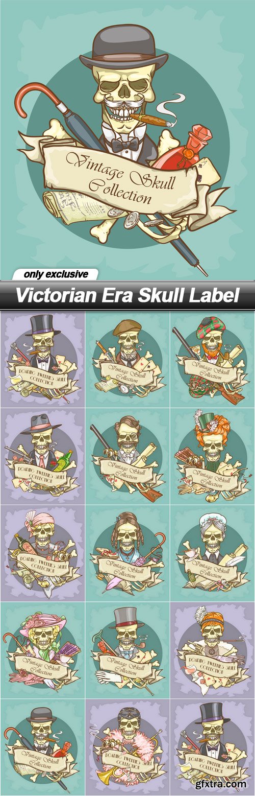 Victorian Era Skull Label - 14 EPS