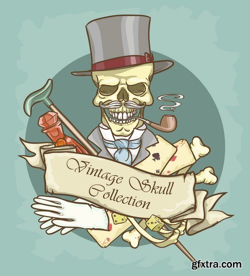 Victorian Era Skull Label - 14 EPS