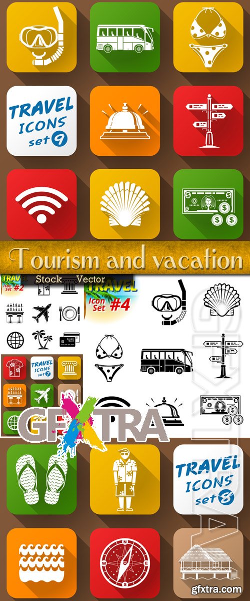 Collection icons - Tourism and summer holiday