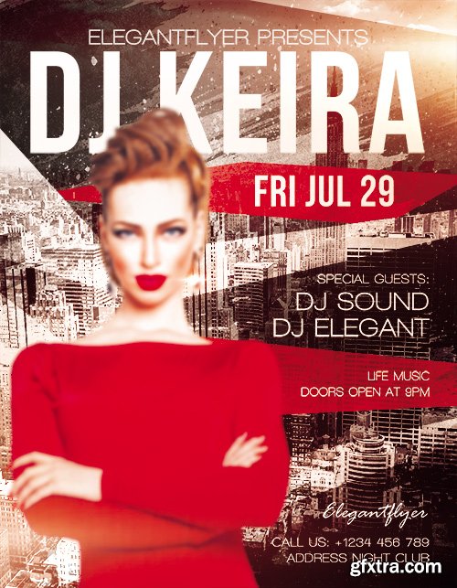 Guest Dj Keira Flyer PSD Template + Facebook Cover