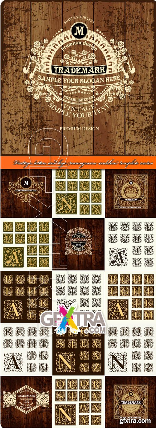 Vintage letters and logo monograms emblem template vector