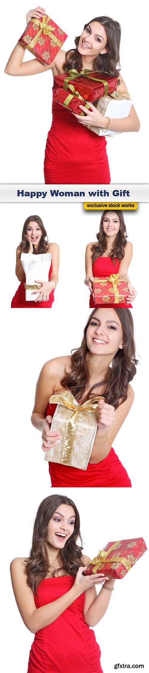 Happy Woman with Gift - 5 UHQ JPEG