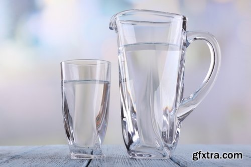 Collection of pure mineral water cup glass carafe splashes 25 HQ Jpeg