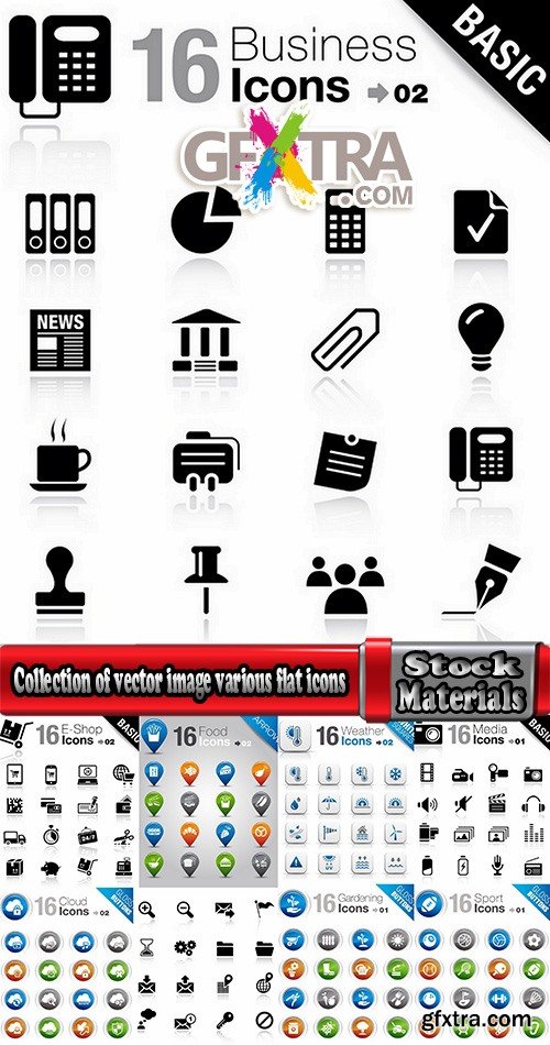 Collection of vector image various flat icons on various subjects #3-25 Eps