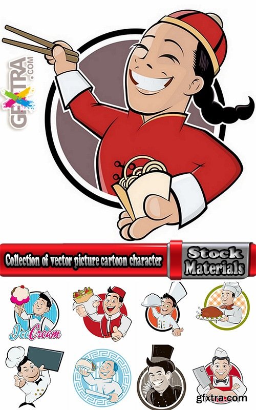 Collection of vector picture cartoon character chef cooking 25 Eps