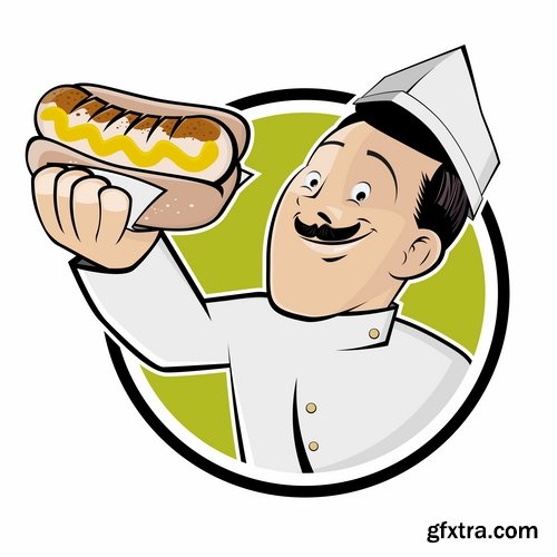 Collection of vector picture cartoon character chef cooking 25 Eps