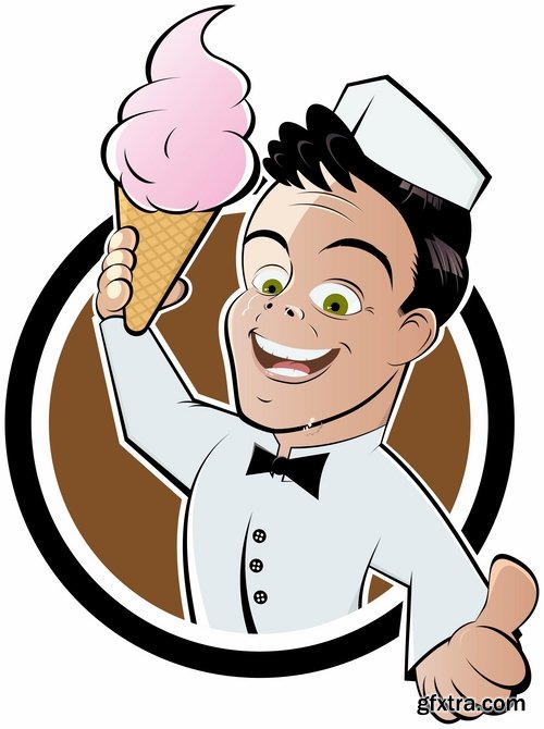 Collection of vector picture cartoon character chef cooking 25 Eps