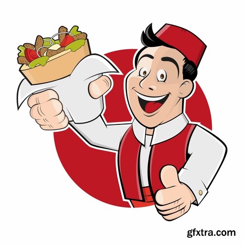 Collection of vector picture cartoon character chef cooking 25 Eps