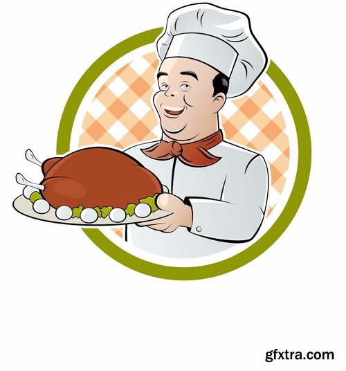 Collection of vector picture cartoon character chef cooking 25 Eps