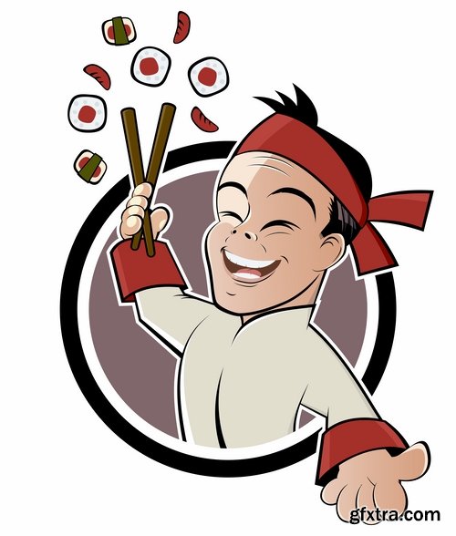 Collection of vector picture cartoon character chef cooking 25 Eps