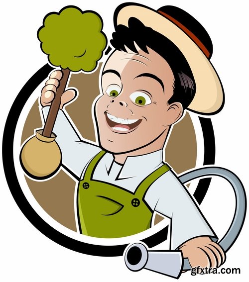 Collection of vector picture cartoon character chef cooking 25 Eps