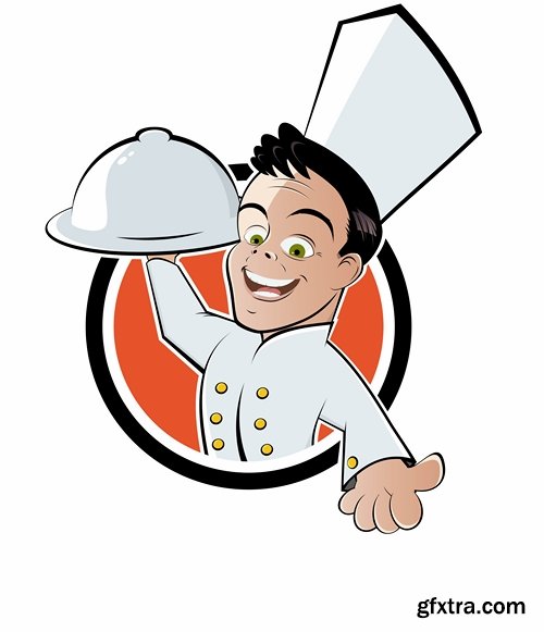 Collection of vector picture cartoon character chef cooking 25 Eps