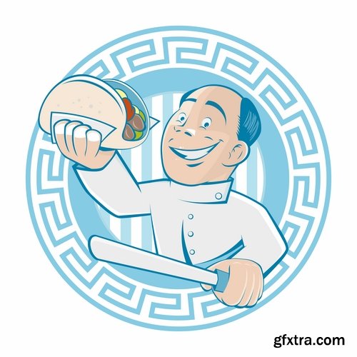 Collection of vector picture cartoon character chef cooking 25 Eps