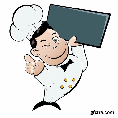 Collection of vector picture cartoon character chef cooking 25 Eps