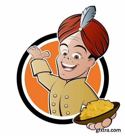 Collection of vector picture cartoon character chef cooking 25 Eps