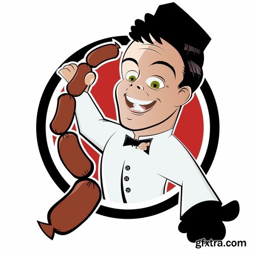 Collection of vector picture cartoon character chef cooking 25 Eps