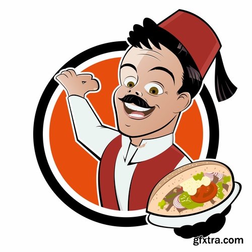 Collection of vector picture cartoon character chef cooking 25 Eps