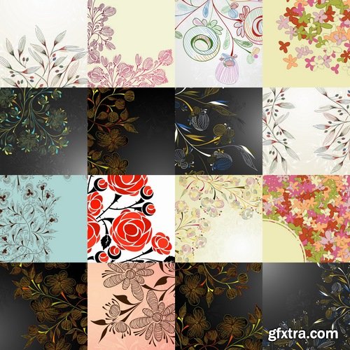 Collection of vector floral background picture ornament calligraphic elements #2-25 Eps