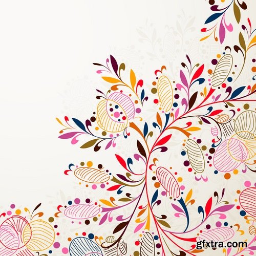 Collection of vector floral background picture ornament calligraphic elements #2-25 Eps