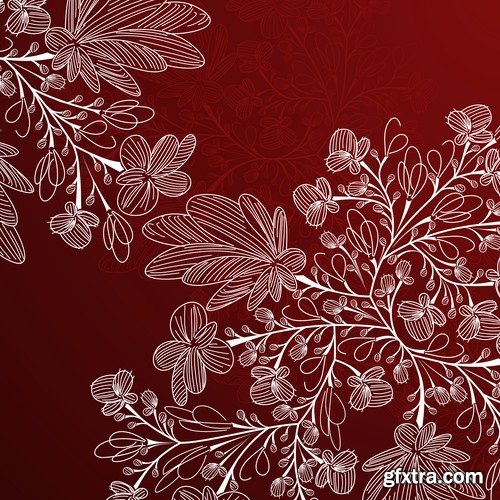 Collection of vector floral background picture ornament calligraphic elements #2-25 Eps