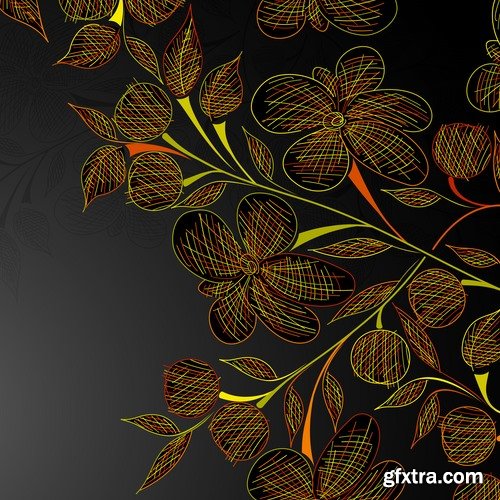 Collection of vector floral background picture ornament calligraphic elements #2-25 Eps