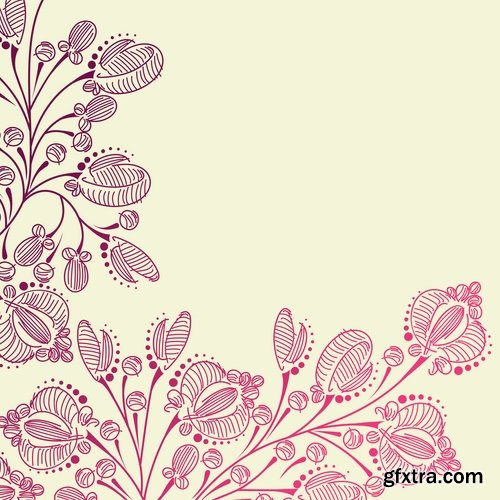 Collection of vector floral background picture ornament calligraphic elements #2-25 Eps