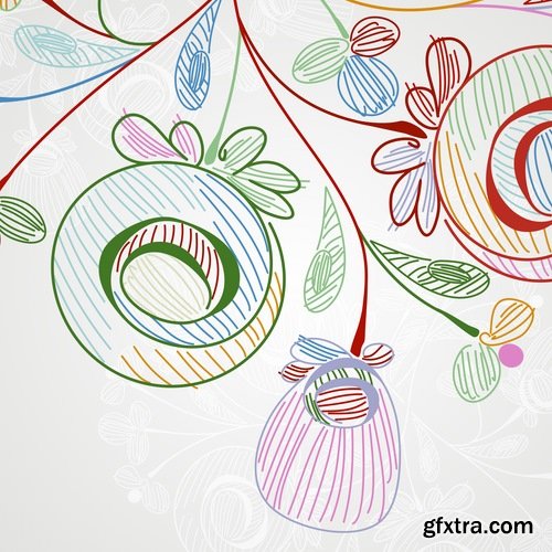 Collection of vector floral background picture ornament calligraphic elements #2-25 Eps