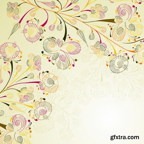 Collection of vector floral background picture ornament calligraphic elements #2-25 Eps