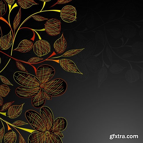 Collection of vector floral background picture ornament calligraphic elements #2-25 Eps