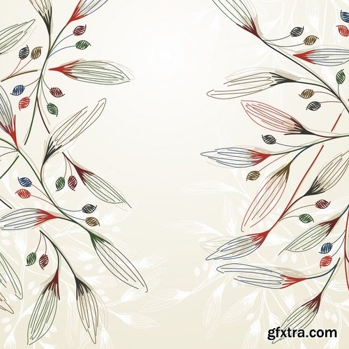 Collection of vector floral background picture ornament calligraphic elements #2-25 Eps