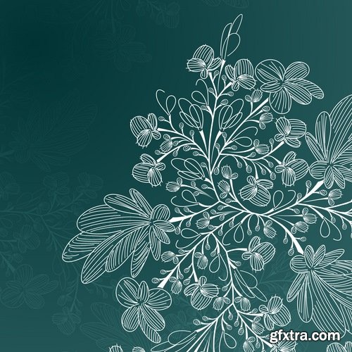 Collection of vector floral background picture ornament calligraphic elements #2-25 Eps