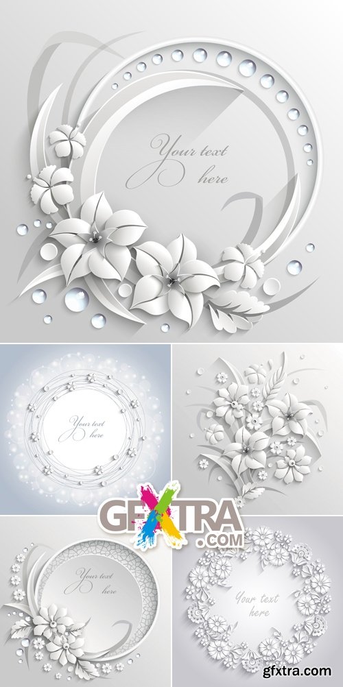 White Floral Backgrounds Vector