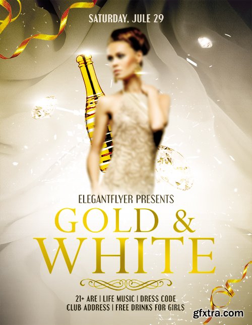 Gold & White Flyer PSD Template + Facebook Cover