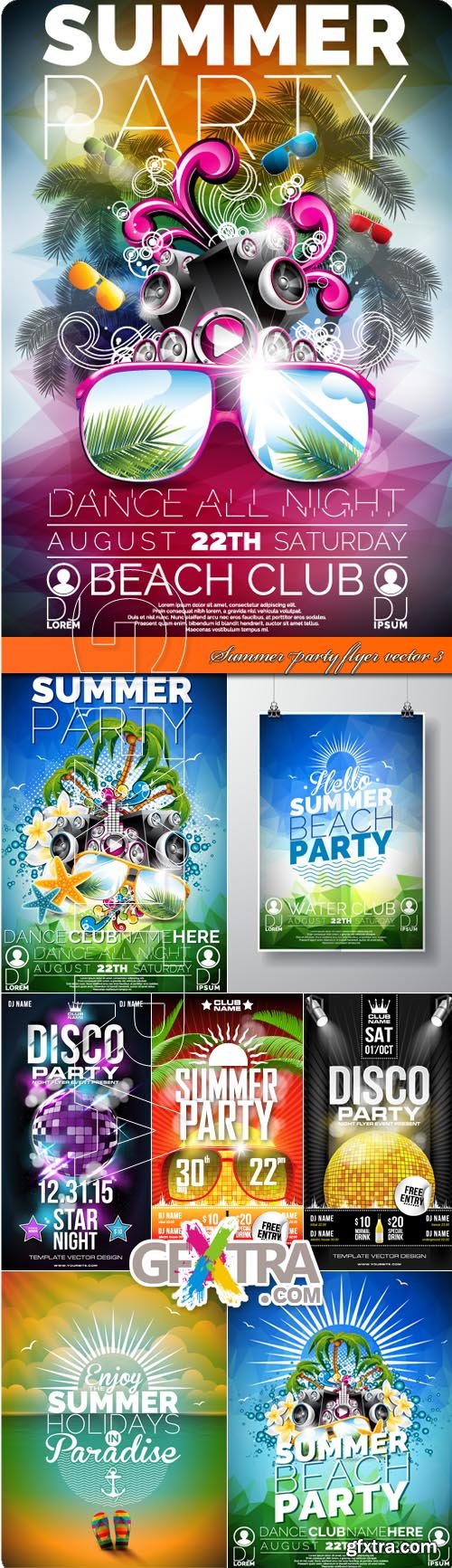 Summer party flyer vector 3