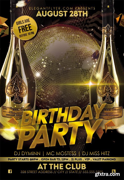 Birthday Party Flyer PSD Template + Facebook Cover