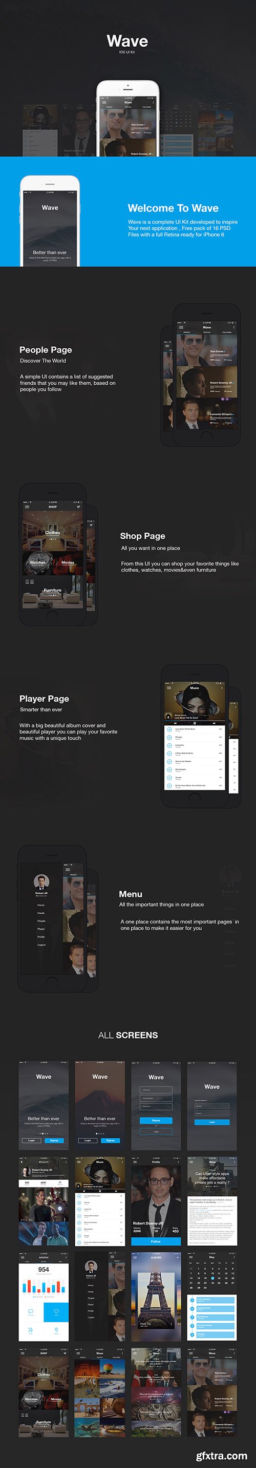 PSD Web Design - Wave - IOS UI Kit