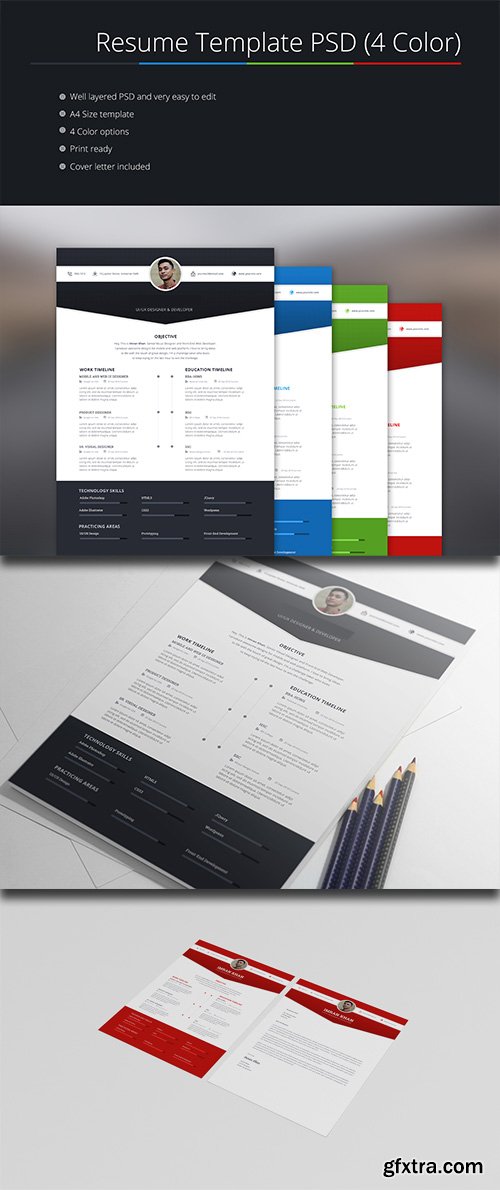 PSD Print Templates - Resume (4 Color)