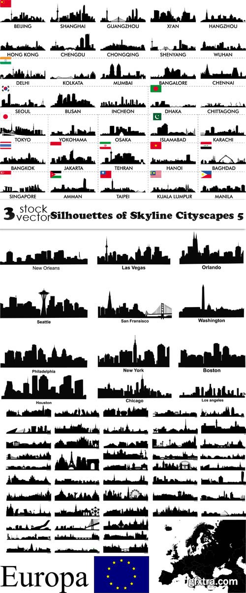 Vectors - Silhouettes of Skyline Cityscapes 5