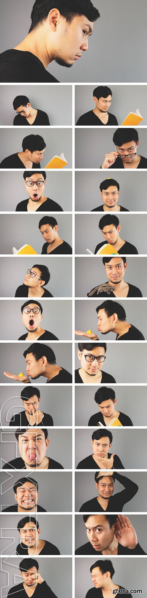 Stock Photos - A man with a different expression on his face