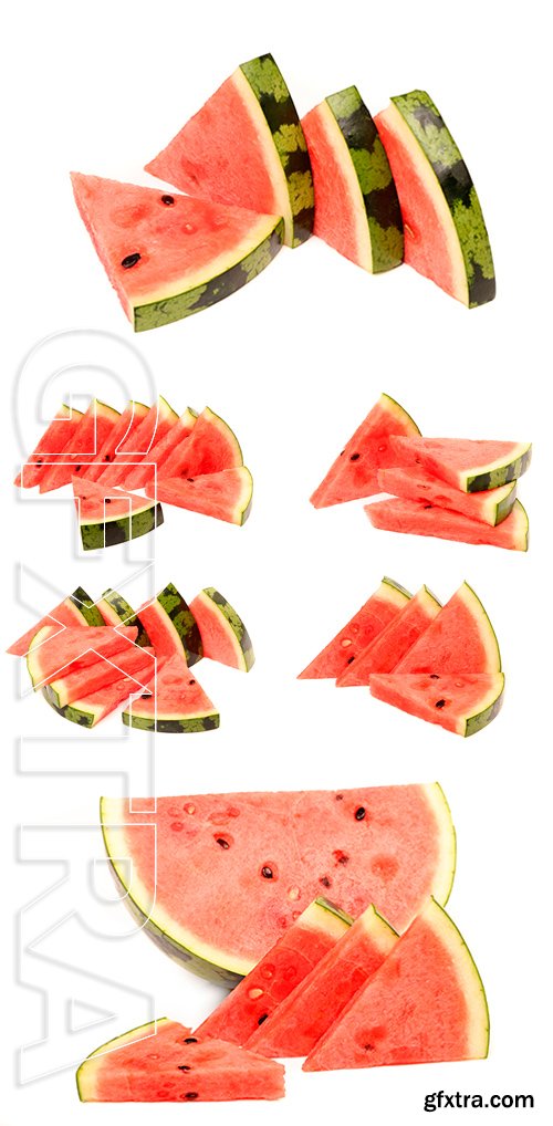 Stock Photos - Closeup of some pieces of refreshing watermelon on a white background