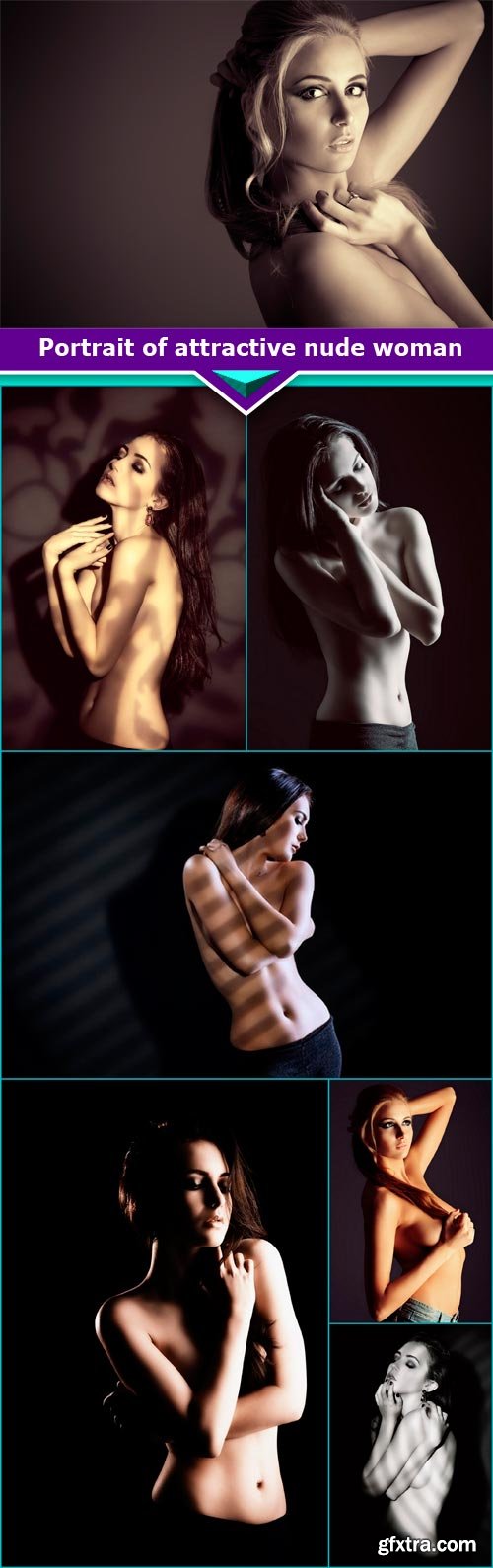 Portrait of attractive nude woman 7x JPEG