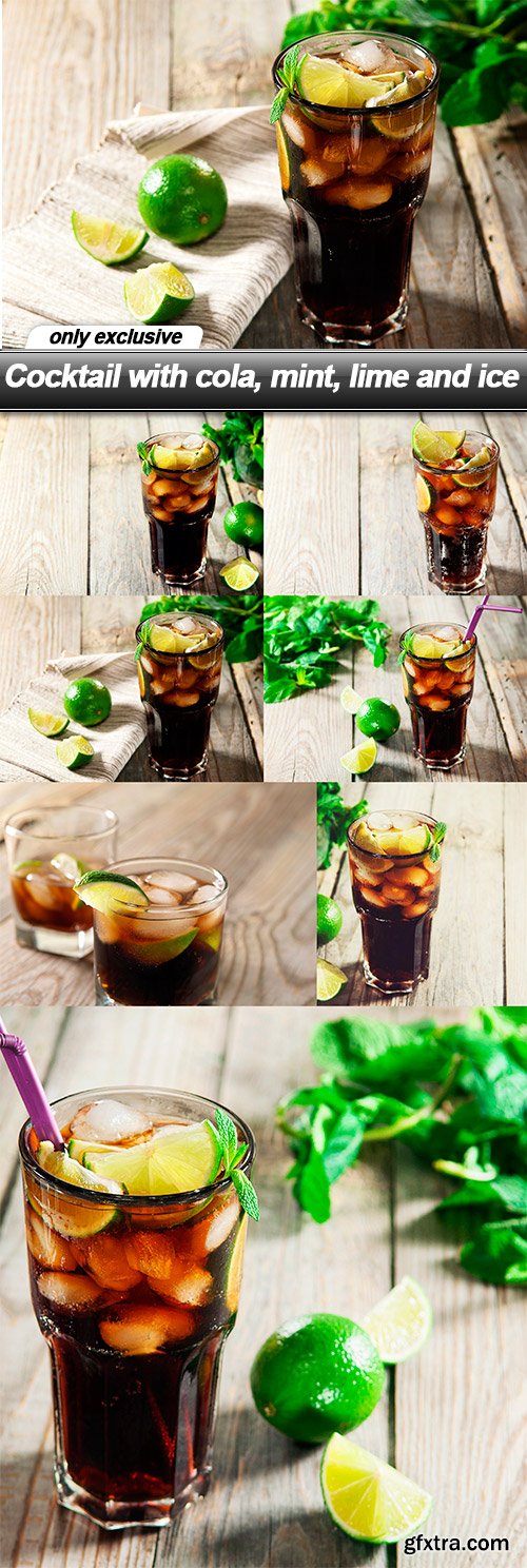 Cocktail with cola, mint, lime and ice - 7  UHQ JPEG