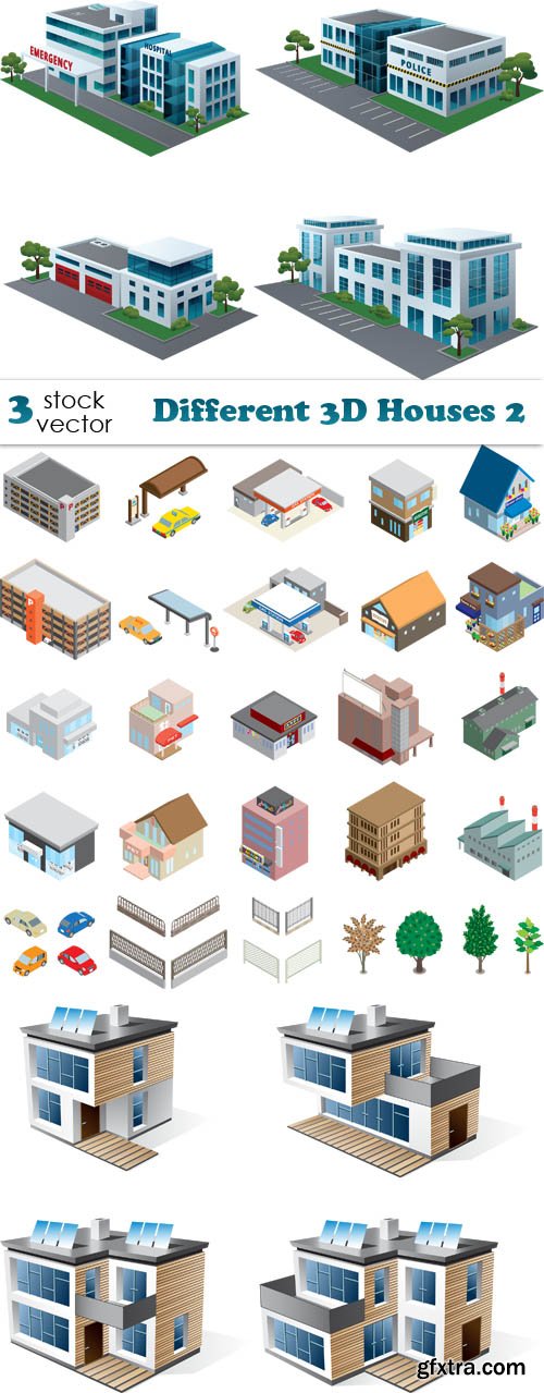 Vectors - Different 3D Houses 2