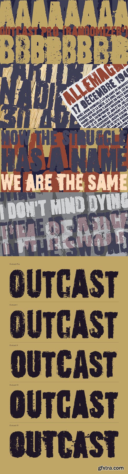 Outcast - Heavy Gru?nge Typeface 4xOTF $50