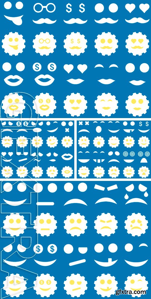 Stock Vectors - Tool emotion icons Vector set isolated on a blue background