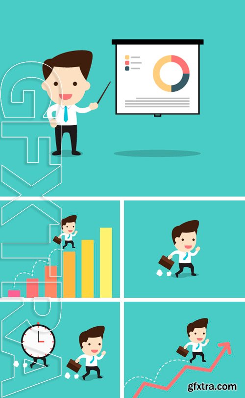 Stock Vectors - Vector business man running in flat design