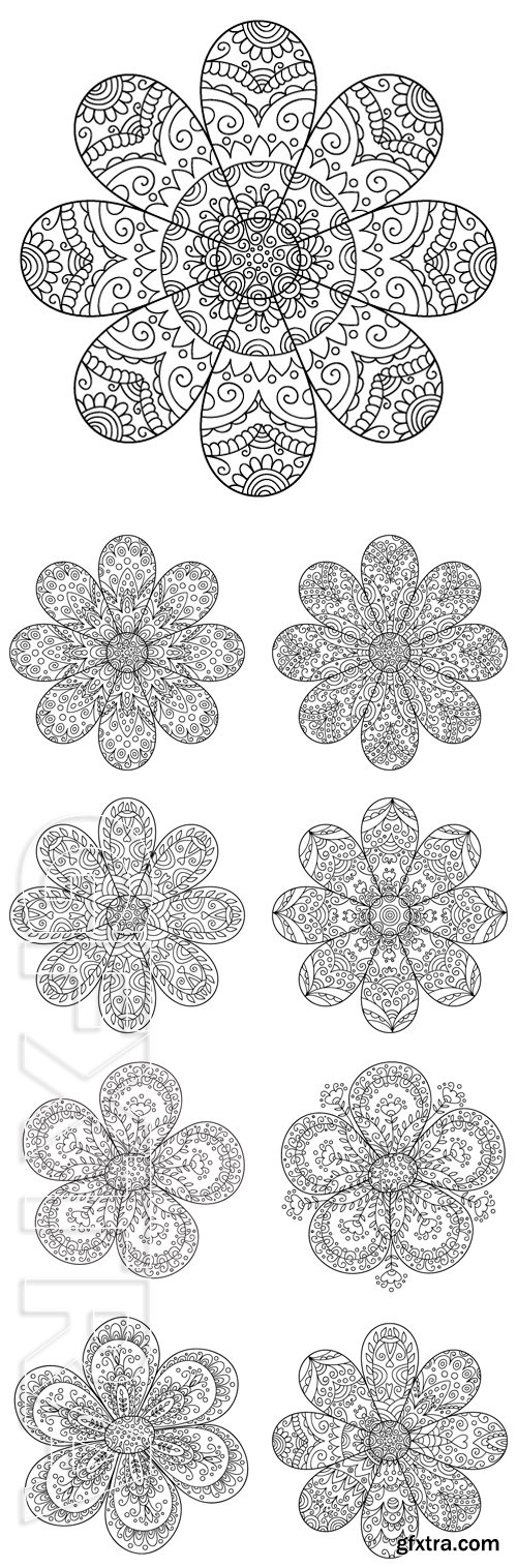 Stock Vectors - Vector cute flower isolated on white. Cute monochrome doodle abstract flower