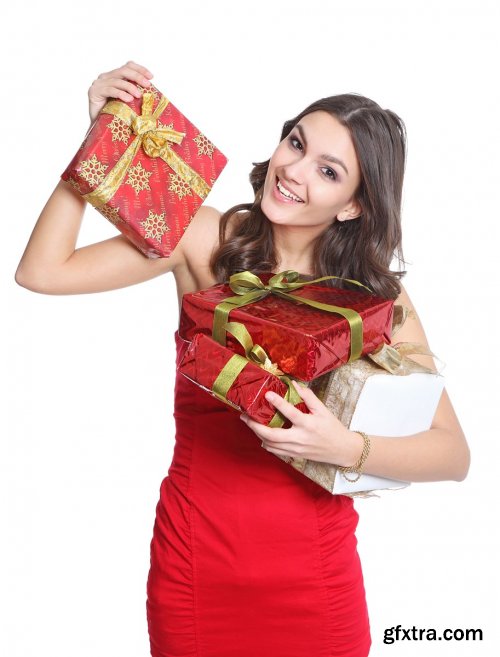 Happy Woman with Gift - 5 UHQ JPEG