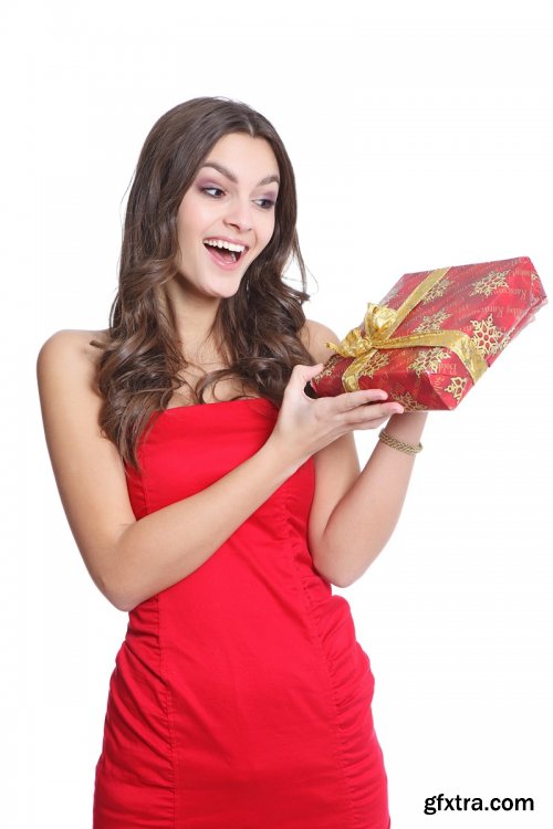 Happy Woman with Gift - 5 UHQ JPEG